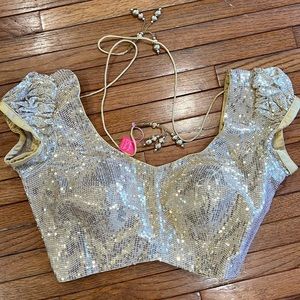 Gold sequence crop top blouse
